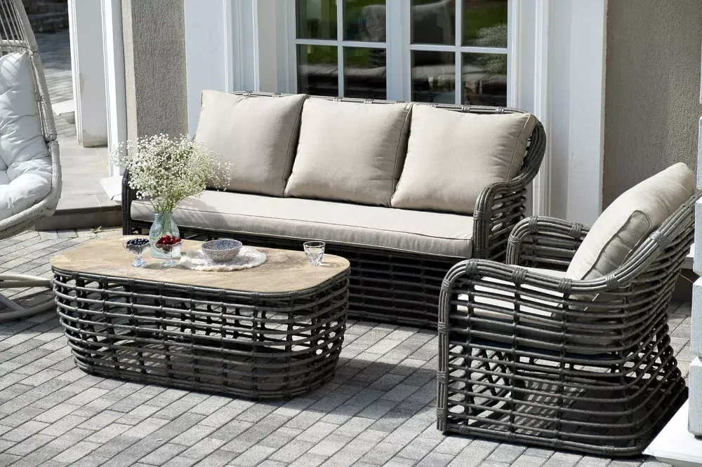 "Ницца" лаунж-зона из искусственного ротанга, цвет серый