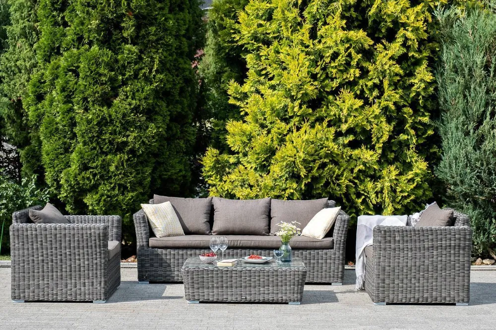 "Капучино" лаунж-зона из искусственного ротанга, цвет графит