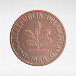 Germany, 1 Pfennig, 1969, (Karlsruhe Mint - "G"), VF