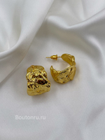 Серьги полукольца мятый металл золотистые