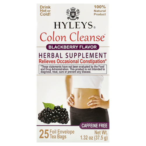 Hyleys Tea, средство для очищения кишечника, ежевика, без кофеина, 25 чайных пакетиков, 37,5 г (1,32 унции)