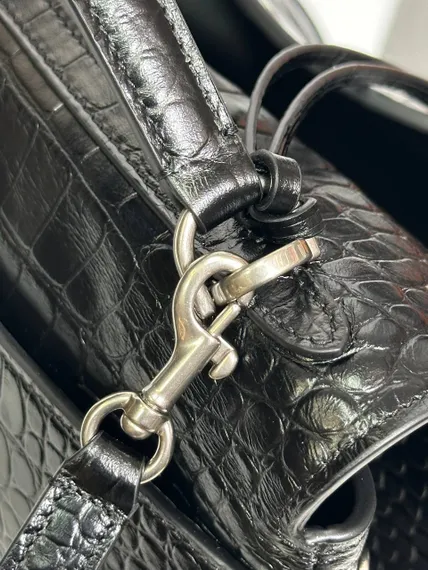 BALENCIAGA RODEO HANDBAG с крокодиловым тиснением, черная