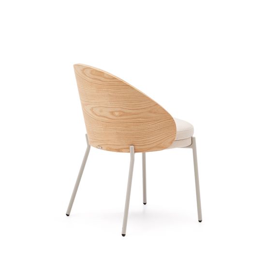 Стул Eamy бежевая синель ясеневый шпон и бежевый металл Испания La Forma