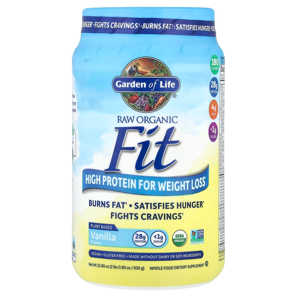 Garden of Life, RAW Organic Fit, с высоким содержанием белка для снижения веса, ваниль, 930 г (32,80 унции)