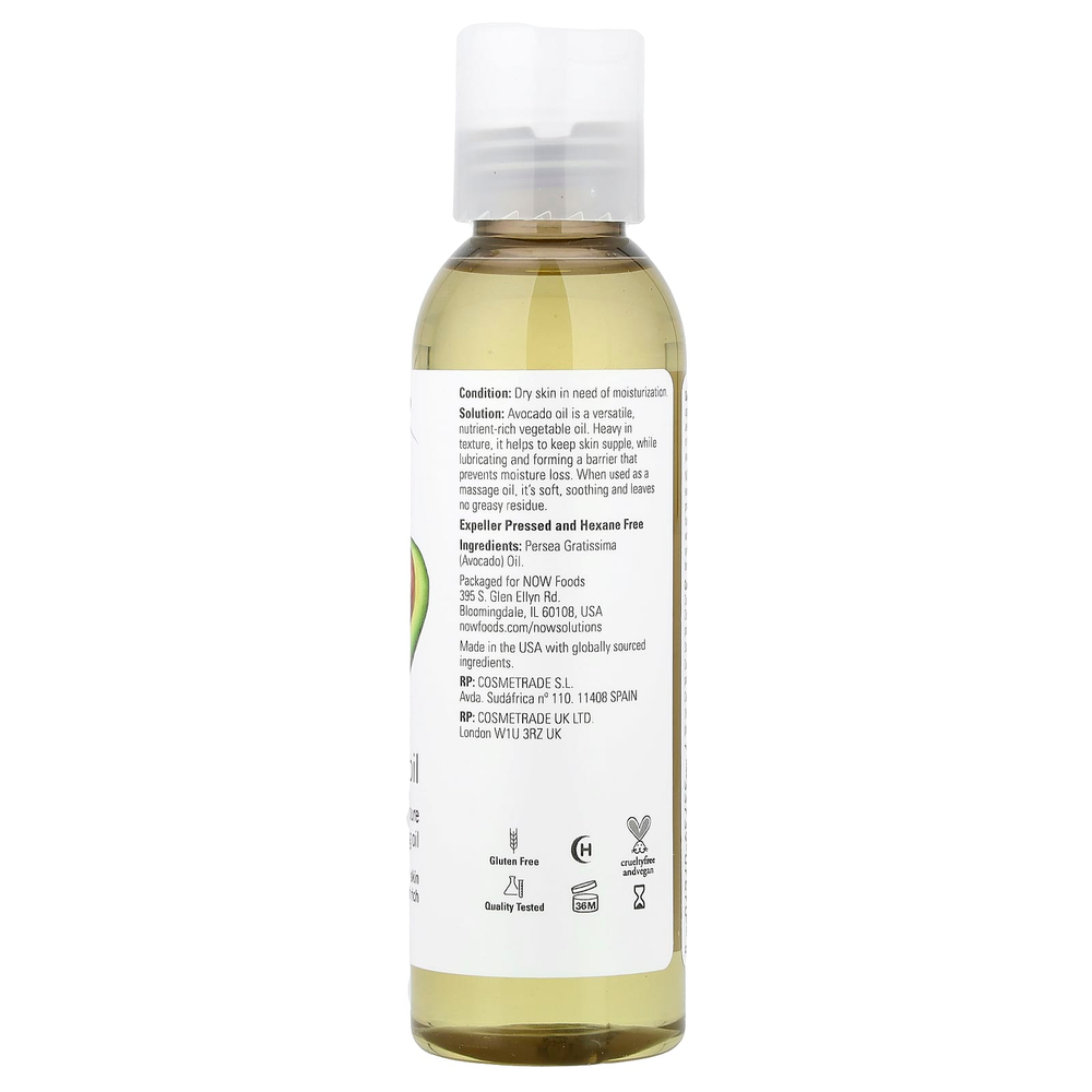NOW Foods, Решения, масло авокадо, 118 мл
