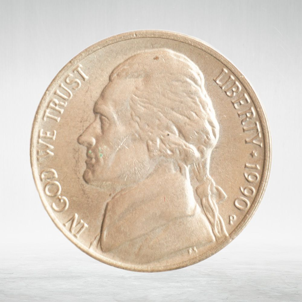 USA, 5 Cents, 1990 - Jefferson Nickel (First Portrait) (P), VF