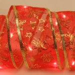 Гирлянда для дома ЛЕНТА ДЕКОРАТИВНАЯ «Морозные снежинки» 2,0 м, 6 см, 20 ламп LED (на батарейках), Красный (подсветка красный)