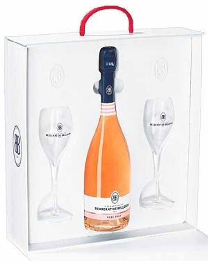 Шампанское Розе Шампань Бессера де Бельфон с бокалами