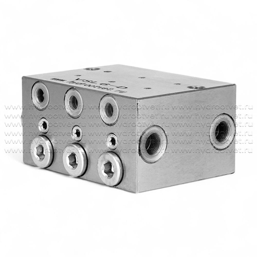 VSL6-D - Питатель для двухлинейных систем смазки с рабочим давлением 400 бар, количество выходов 6, максимальная доза 5 мл/цикл, с фиксированным винтом