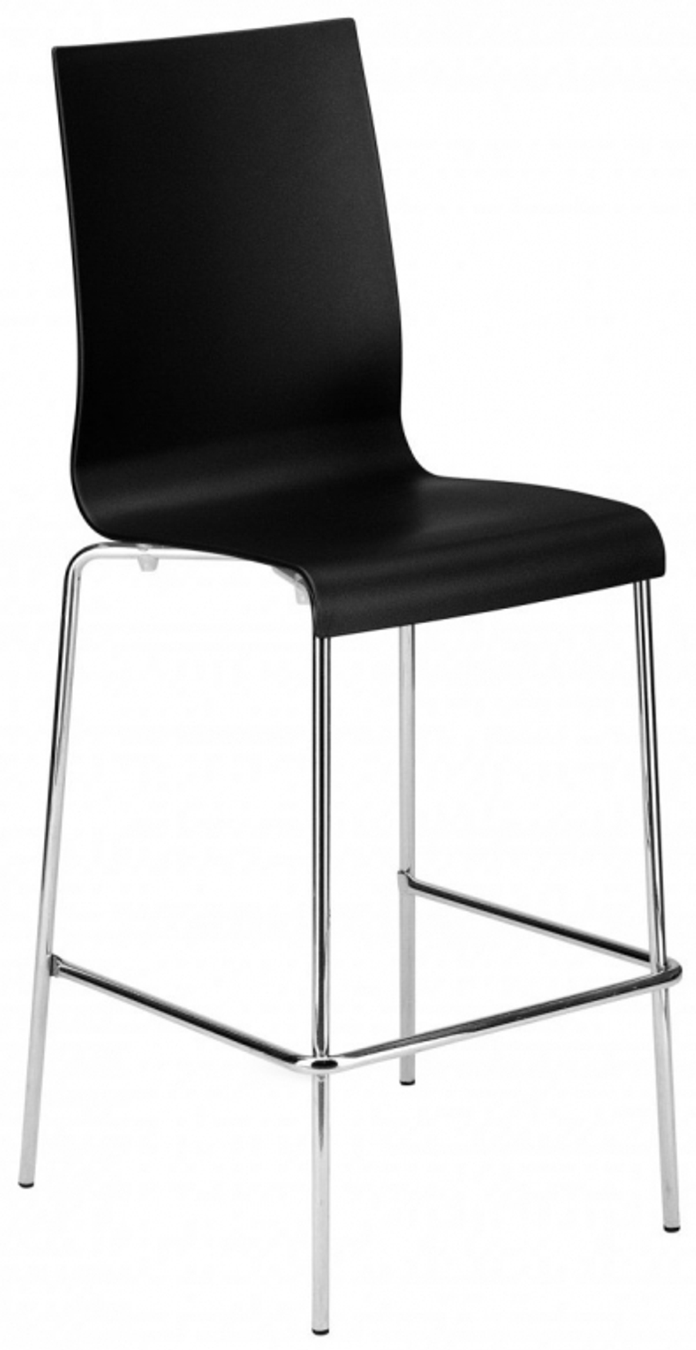 Стул пластиковый барный Papatya Icon-B, хромированный, черный