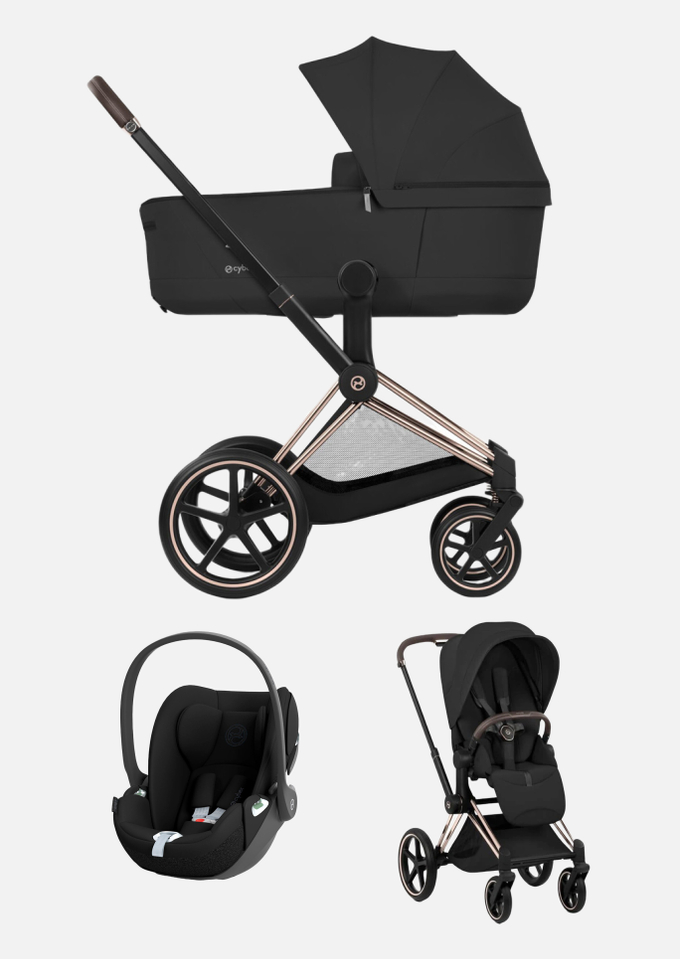 Cybex Priam 5 Style, в цвете Sepia Black (шасси Rose Gold) + автокресло Cybex Cloud T