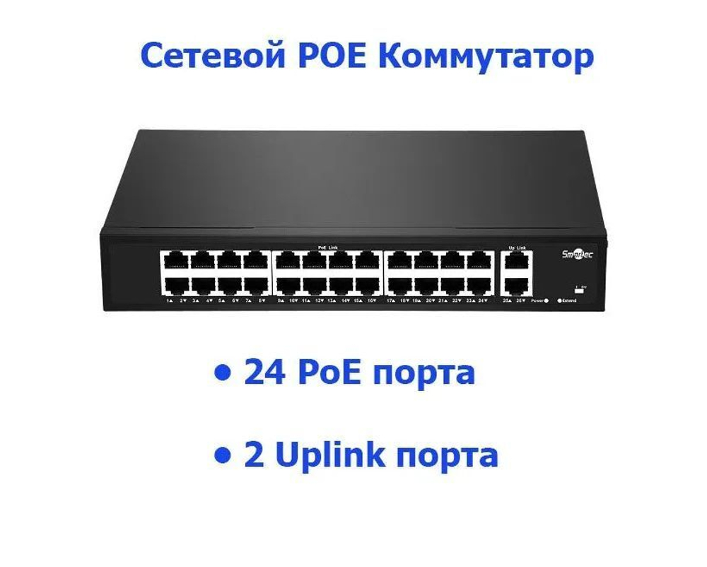 ST-NS224MB-GD Коммутатор POE 24 PoE порта и 2 Uplink порта