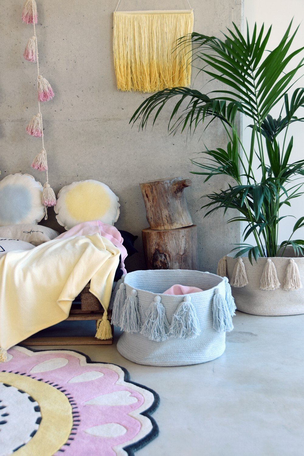 Корзина Lorena Canals Tassels Soft Blue (30 x Ø45 см)