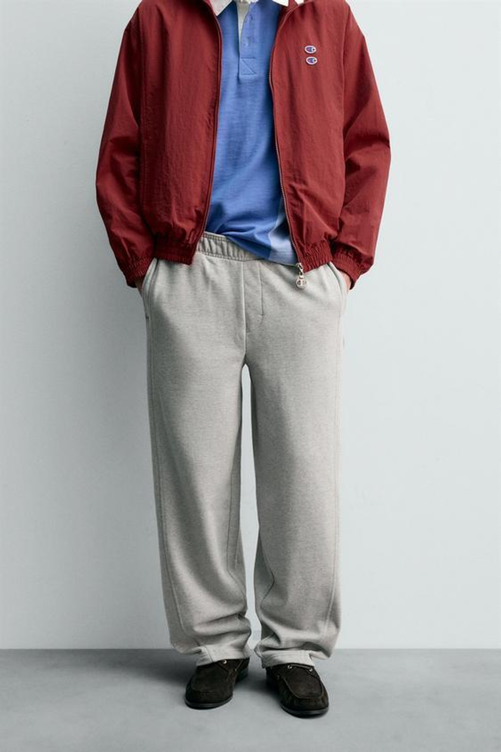 ZARA X CHAMPION ® БРЮКИ-ДЖОГГЕРЫ WIDE FIT, СЕРЫЙ МЕЛАНЖ