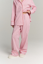 Брюки с кантом из сатина в полоску