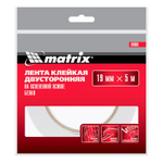 Лента клейкая на вспененной основе, двусторонняя белая 19 мм х 5 м Matrix 89080