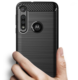 Чехол для Motorola Moto G8 Play (One Macro) цвет Black (черный), серия Carbon от Caseport