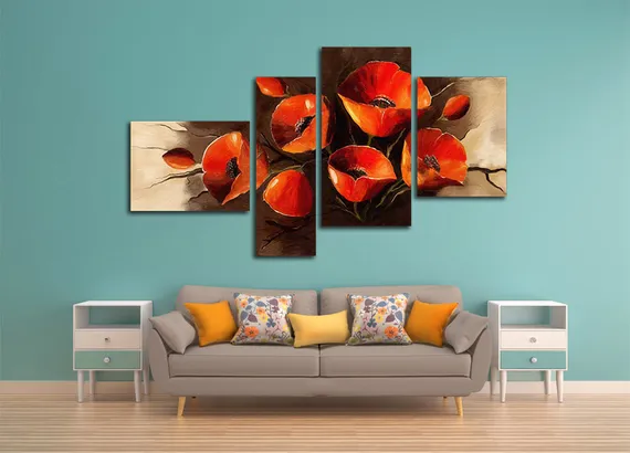 Модульная картина"Бархатные бутоны"