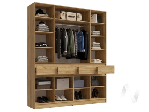 Шкаф 4-х ств МС Роджина (дуб крафт/белый глянец)