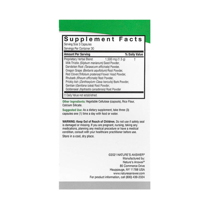 Добавка для поддержки печени, Liver Support, Nature's Answer, 90 вегетарианских капсул 2