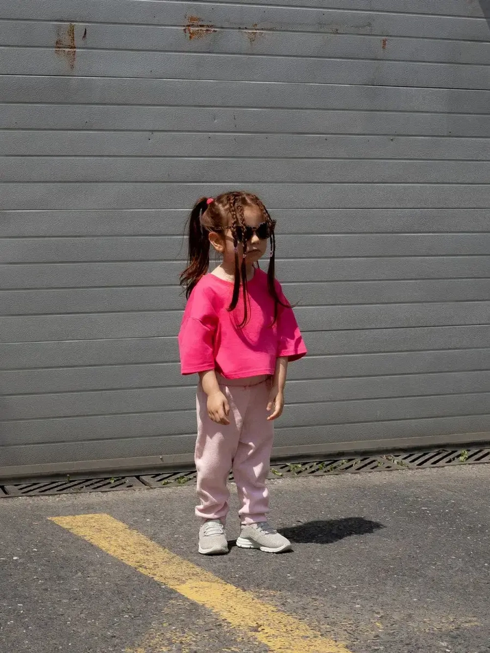 Футболка детская оверсайз укороченная базовая