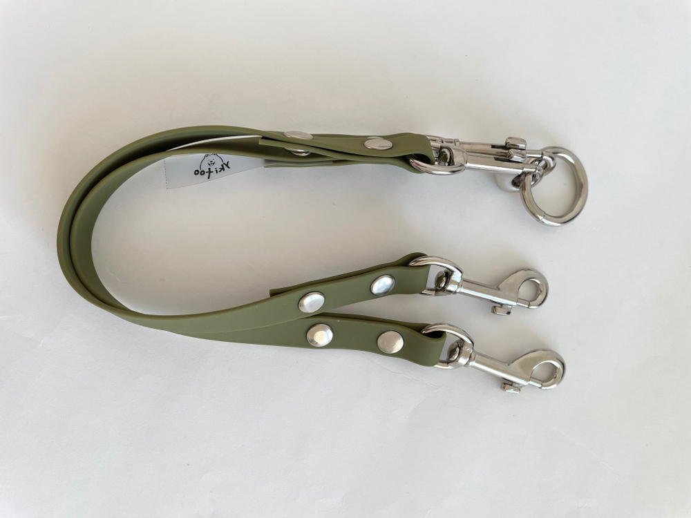 Сворка для собак на 2 собаки из Биотана 15 мм, 40 см, хаки