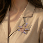 Брошь Fiore Luna Ирис циркон + эмаль с ручной росписью XR12394A4 V/G