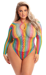 Радужное боди с длинным рукавом (Размер: XL-XXL) (Цвет: разноцветный)