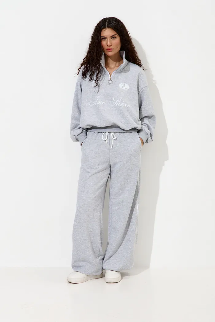 Олимпийка с короткой молнией "Âme Sirène" цвета серый меланж