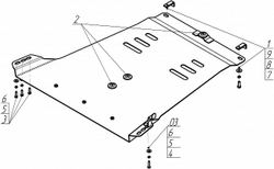 Защита КПП. 3 мм, Сталь. для Mitsubishi L 200 2014-2015, Mitsubishi L 200 2006-2014 MOTODOR.11305
