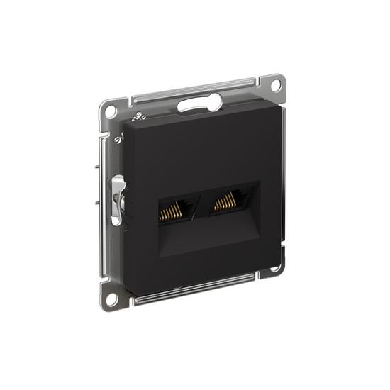 ATLASDESIGN РОЗЕТКА двойная компьютерная RJ45+RJ45 кат. 6А, механизм, КАРБОН