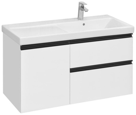 Тумба подвесная ROCA DOMI 1000 2 ящика, 1 дверь, белый глянец (A857478806) с раковиной ROCA THE GAP PLUS Правая (73270ME004)