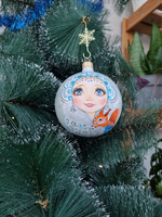 Шар стеклянный "снегурочка" ручная роспись