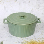 Кастрюля керамическая для запекания 2л «Акварель» 22*18*10см, нежно-зеленый