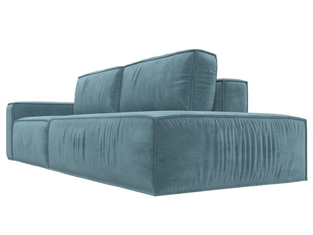 Диван прямой Прага Модерн подлокотник слева, Бирюзовый, Велюр, 116788L