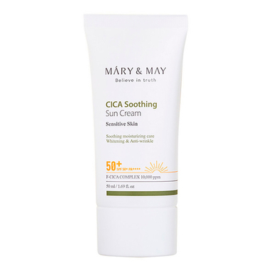 Успокаивающий солнцезащитный крем с центеллой MARY & MAY CICA Soothing Sun Cream SPF50+ PA++++