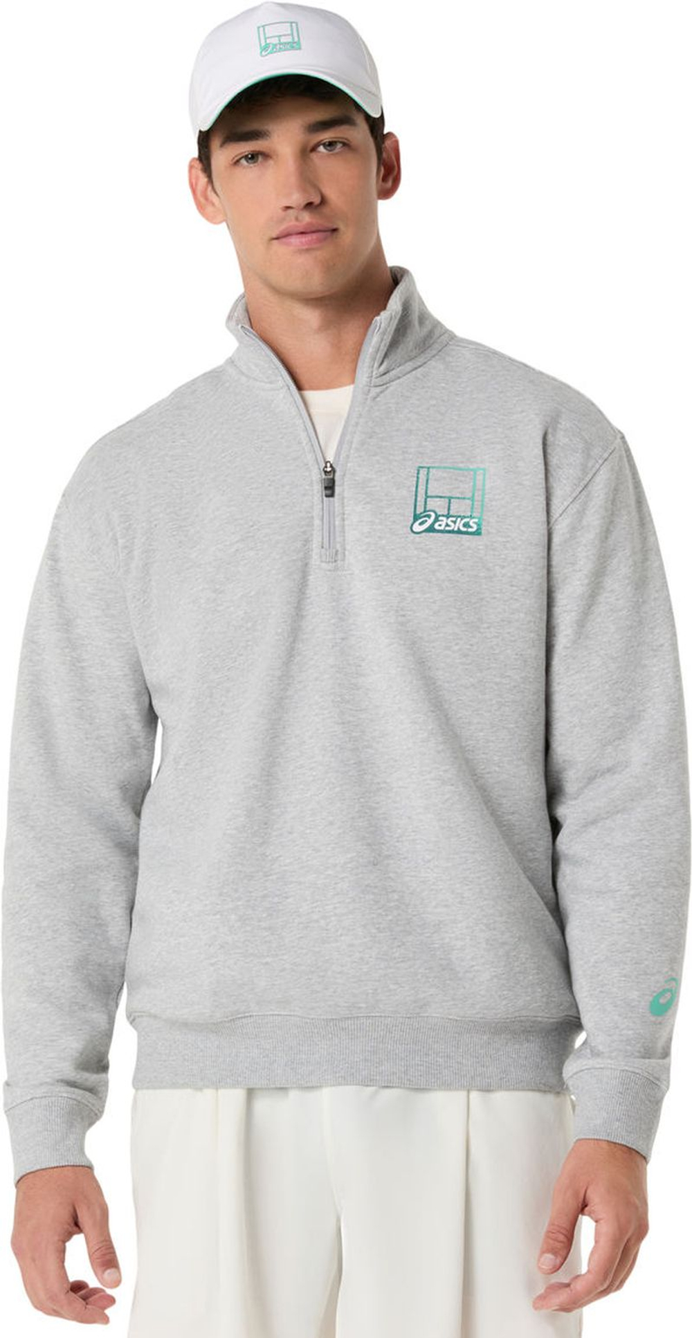 Мужская теннисная кофта Asics Court Core Graphic Half Zip - heather grey
