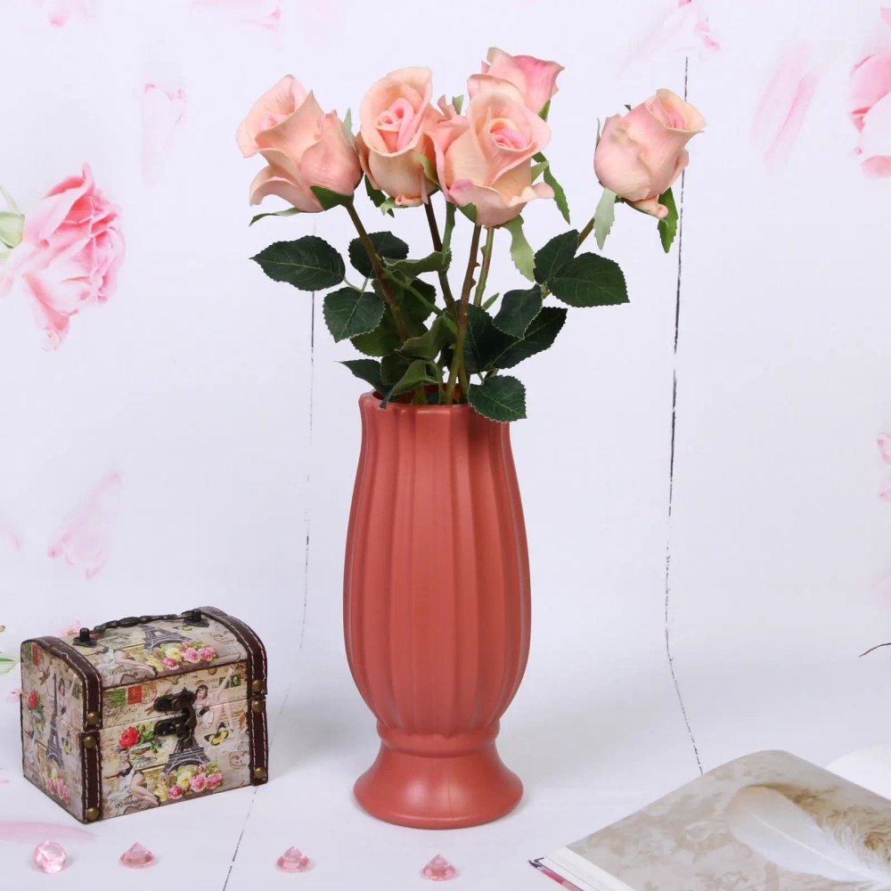 Ваза из пластика «Вивьен» 10*24см цвет коралловый