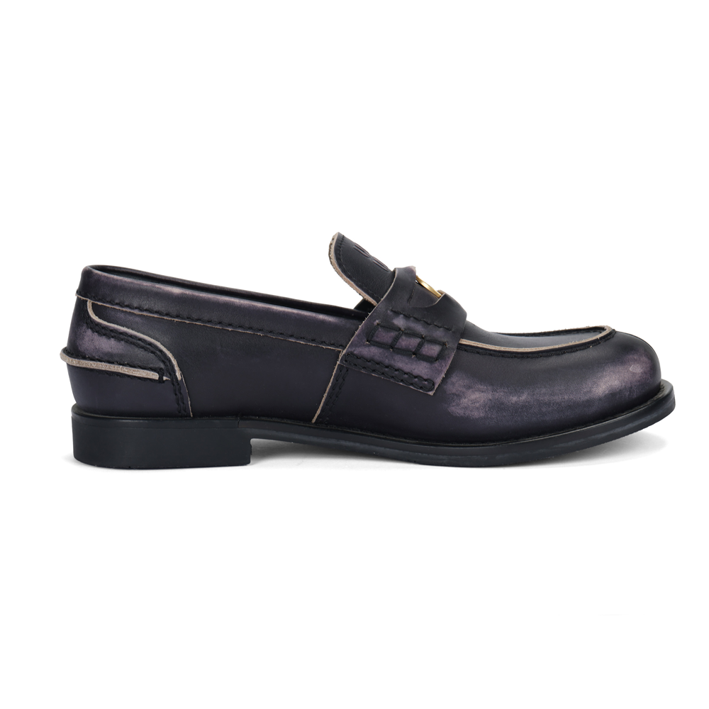 MIU MIU Leather Loafers Women"s Vintage Blue