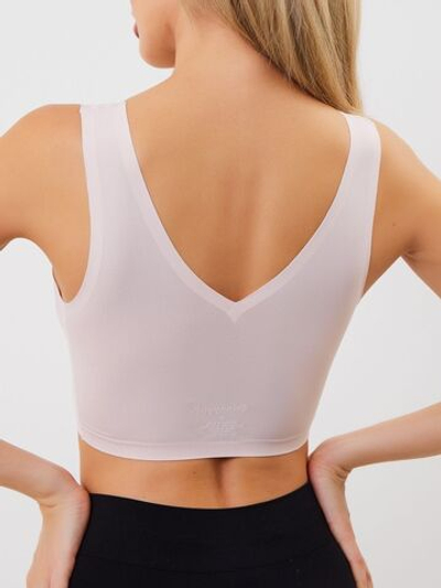 Удлиненный бесшовный бюстгальтер-топ Laser Bra (Размер: M) (Цвет: пудровый)