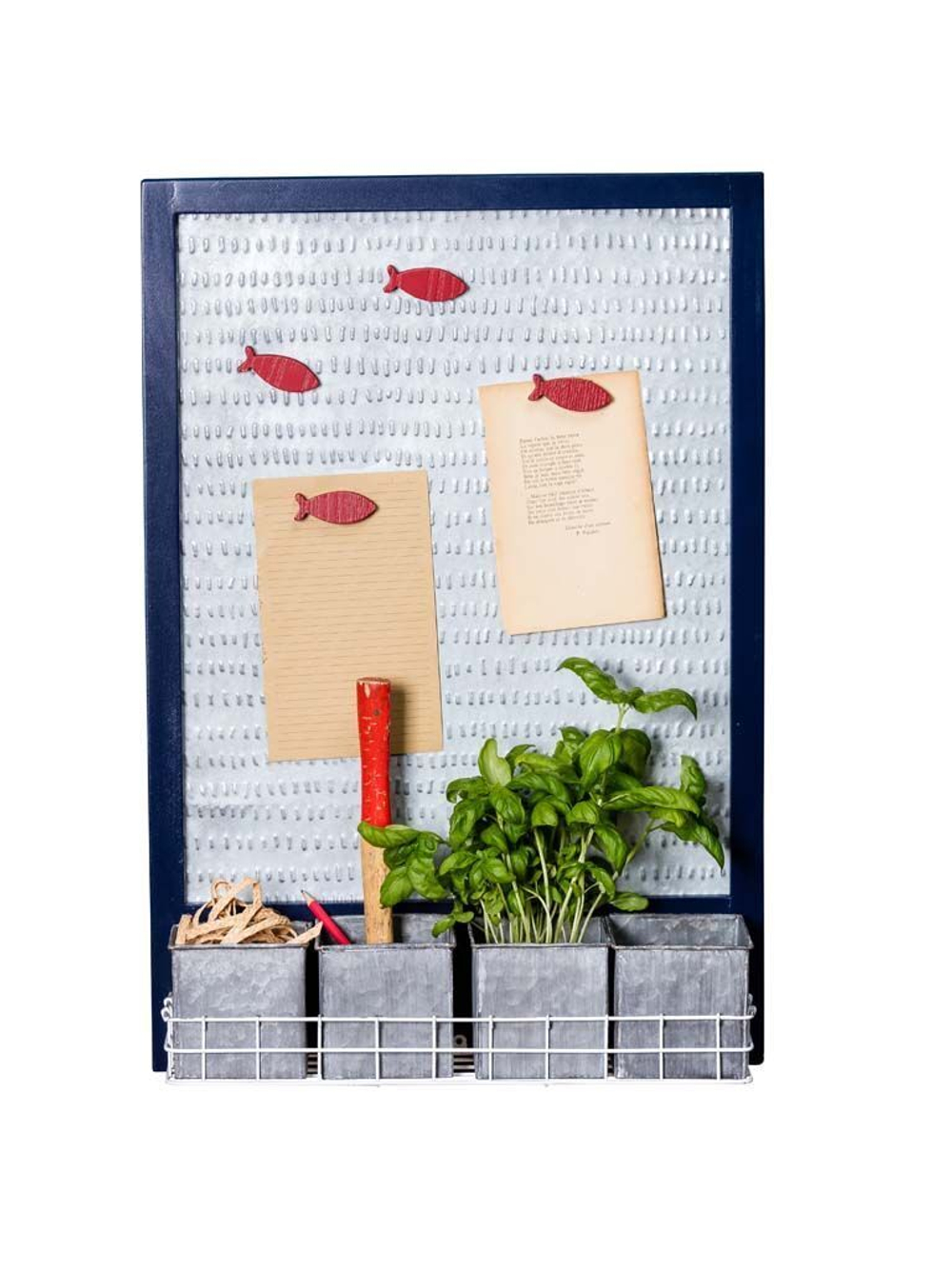 Магнитная доска с кашпо и магнитами "Рыбки" 66х12х45,5