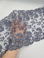 Вышивка на сетке джинс/серебро К802 24 см