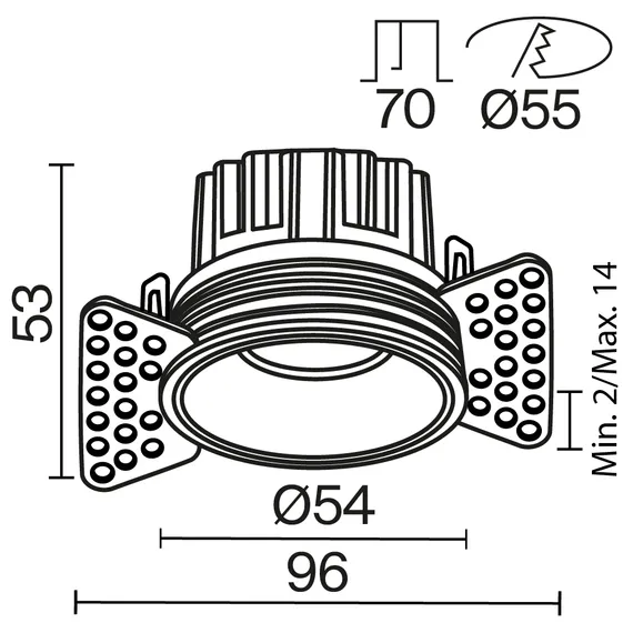 Встраиваемый светильник Раунд / Round 7 Вт 3000 К 50° Technical dl058-7w3k-trs-b