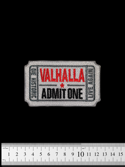Шеврон Valhalla Admit One вышивка. Белый
