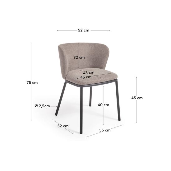 Ciselia Стул из синели светло-коричневого цвета и черной стали Испания La Forma