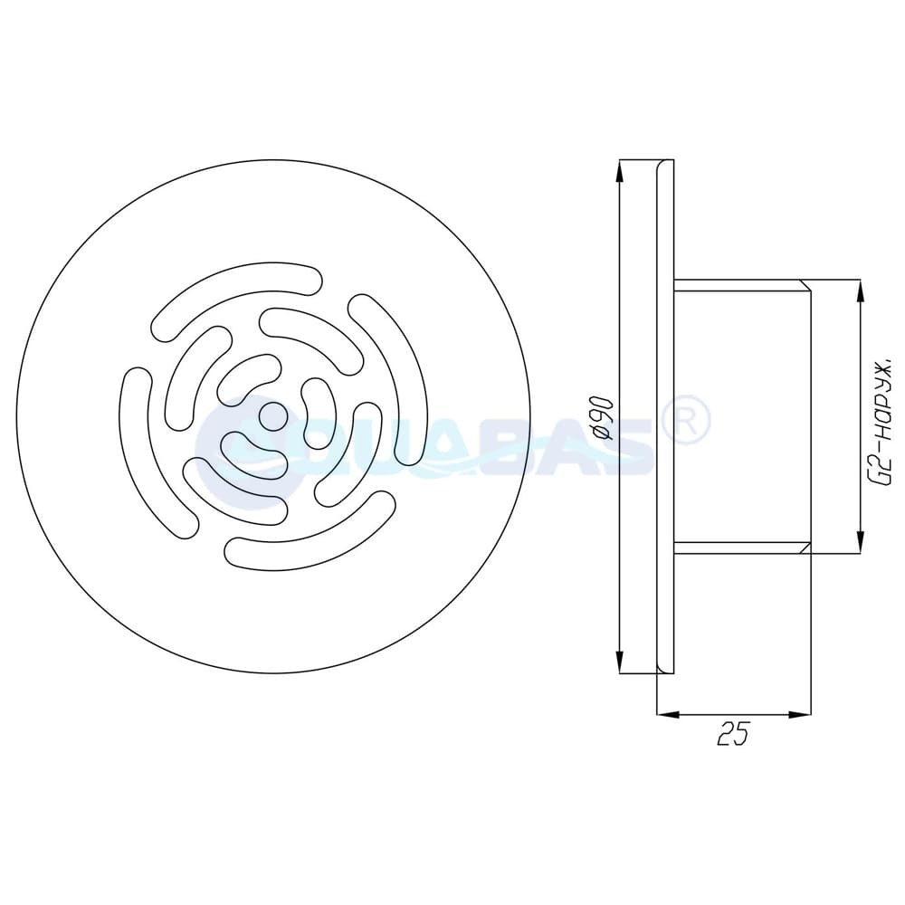 ФП.111.4 Барботажная форсунка 2" (наруж.) плитка