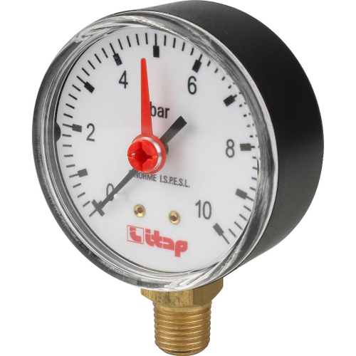 Манометр с радиальный подключением, 10 Бар, 1/4" дюйма, ITAP, 482