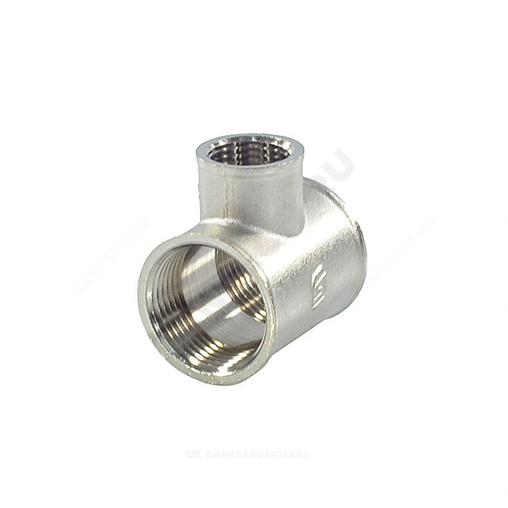Тройник латунь никель переходной Ду 20х15х20 (3/4"х1/2"х3/4") ВР/ВР SantechSystems