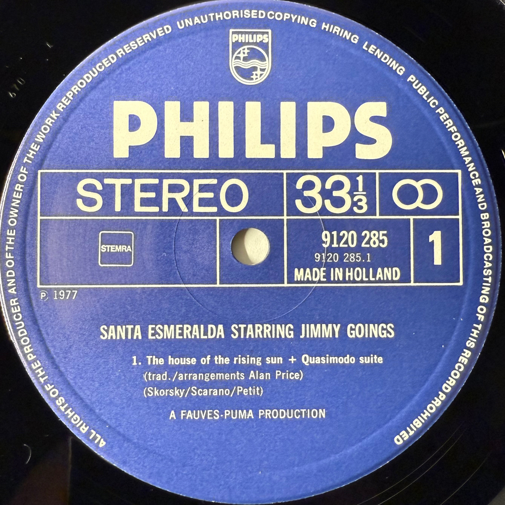 Santa Esmeralda Starring Jimmy Goings ‎– The House Of The Rising Sun (Голландия 1977г.)