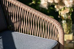 "Канны" лаунж-зона 5-местная из роупа со столом "Верона" (серый гранит), каркас алюминиевый коричневый, роуп коричневый